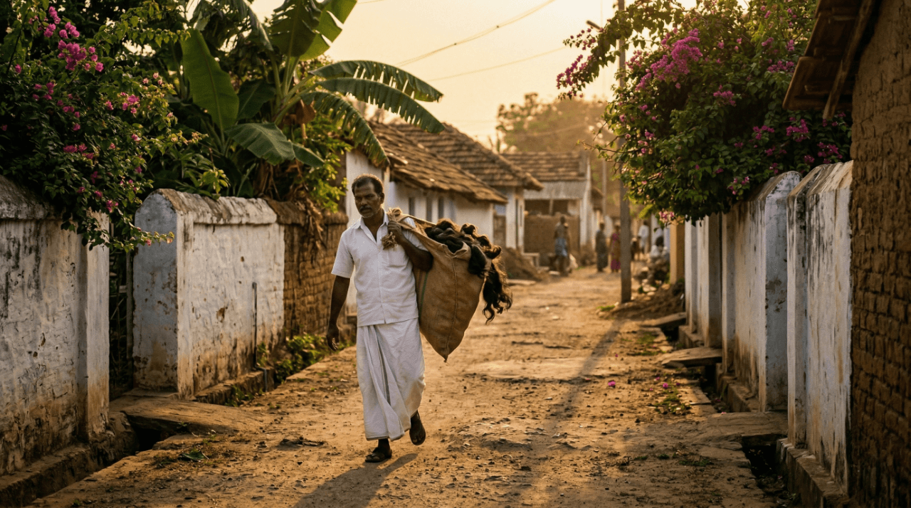 Temple and household hair collection process — ethical raw hair sourcing India